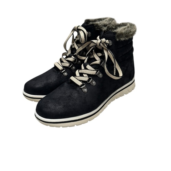Women’s Cliffs By White Mountain Hallett Faux Fur Trim  Lace Up Boots- Size 8.5 - Picture 1 of 10